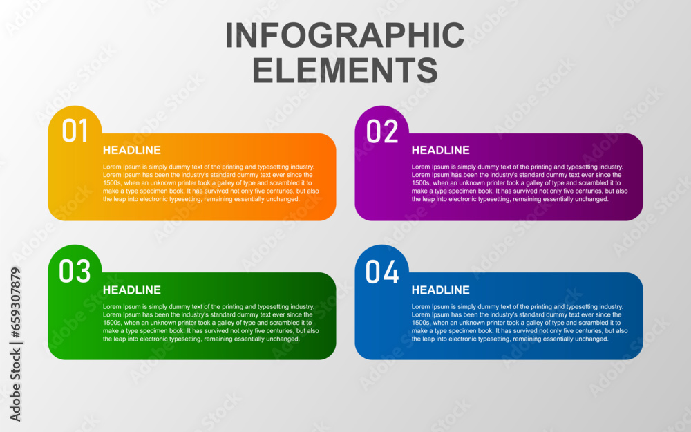 Poster infographic element design with 4 colorful steps for presentation and business. infographic planning