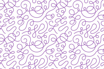 Naive cute purple squiggle seamless pattern. Creative abstract doodle style drawing print for children. trendy design with basic shapes. Creative minimalist style art symbol collection of scribbles