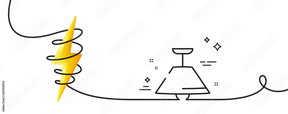 Poster ceiling lamp line icon. continuous one line with curl. fixture light sign. interior illuminate symbo