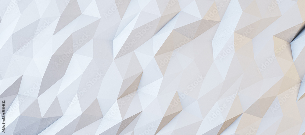 Poster creative wide white geometric background. landing page concept. 3d rendering.