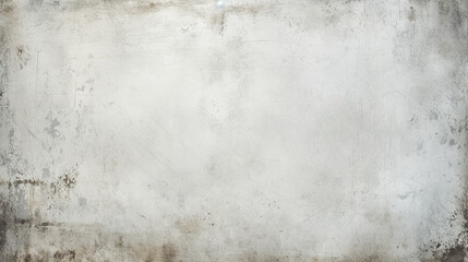 Abstract grungy, old textured paper. Light gray wrinkled vintage background with dark edges. Worn out backdrop for banner, montage, overlay or texture. AI generative illustration.