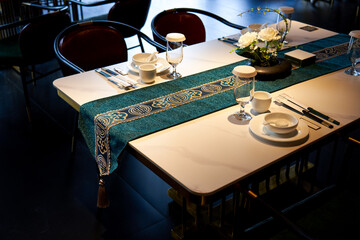 Interior dining room of luxury Chinese restaurant