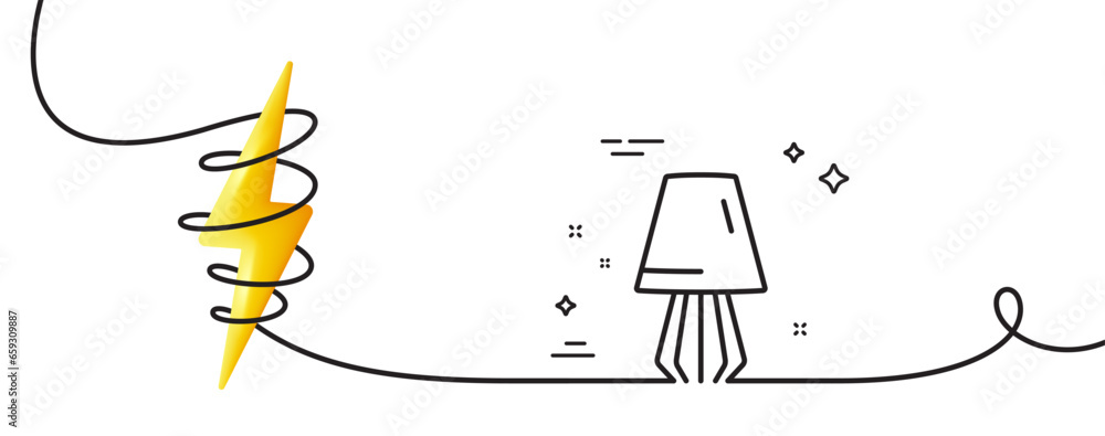 Poster table lamp line icon. continuous one line with curl. bedside light sign. interior illuminate symbol.