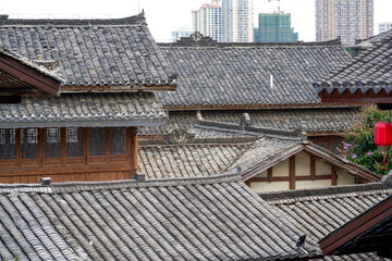 Chinese Chinese style luxurious garden courtyard and ancient building turret