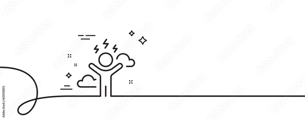 Poster difficult stress line icon. continuous one line with curl. anxiety depression sign. mental health sy