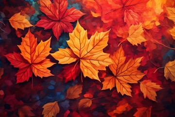 Naklejka na ściany i meble Background with vibrant autumn colors. Generative AI