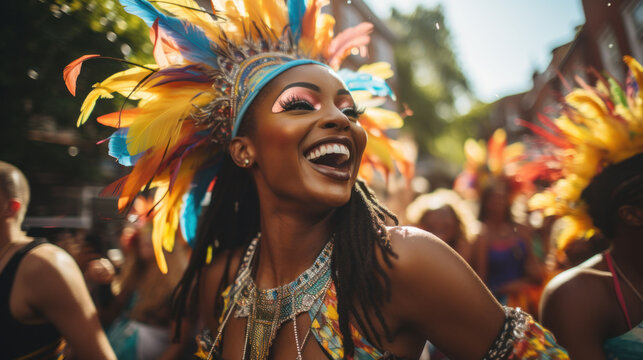 A Captivating Celebration Look: Woman Radiates Beauty with Exotic Headdress. woman dancing
