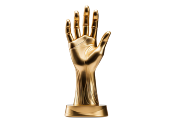 Golden hand award trophy, cut out