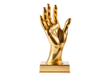 Golden hand award trophy, cut out