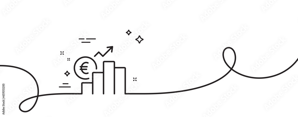 Poster euro rates line icon. continuous one line with curl. currency exchange sign. money trade symbol. eur
