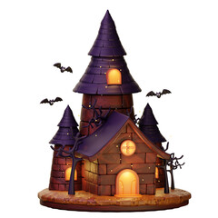 halloween scary house haunted with bat 3d rendered 