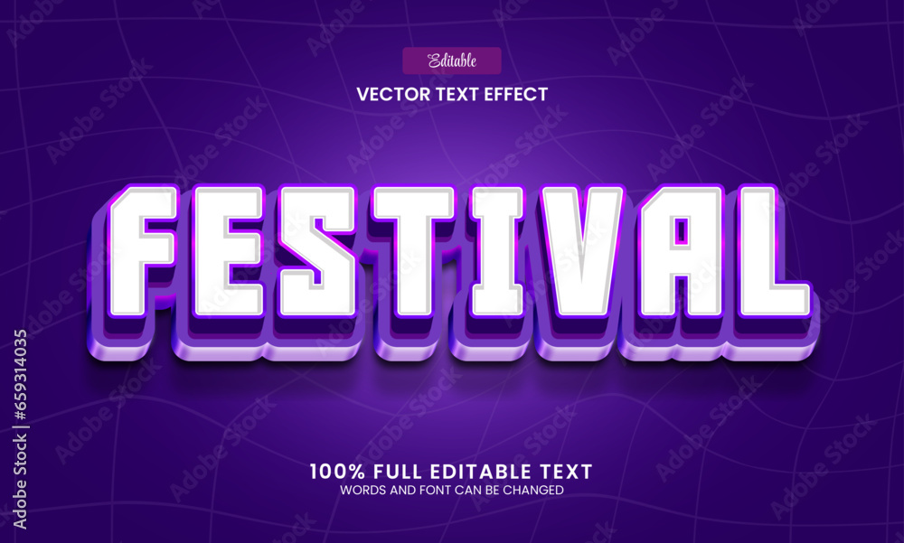 Canvas Prints design editable text effect, festival 3d retro vector illustration
