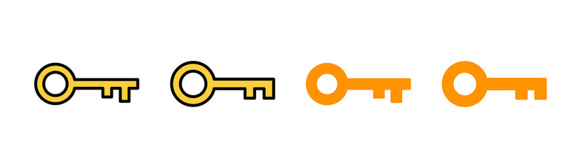 Key icon set for web and mobile app. Key sign and symbol.