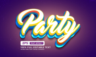 Design editable text effect, party 3d retro vector illustration