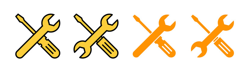 Repair tools icon set for web and mobile app. tool sign and symbol. setting icon. Wrench and screwdriver. Service