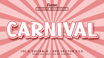 Editable 3d text effect white Carnival Fun style isolated on pink background