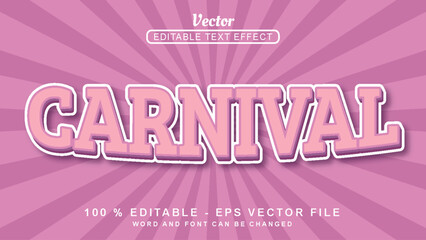 Editable 3d text effect pink Carnival Fun style isolated on purple background
