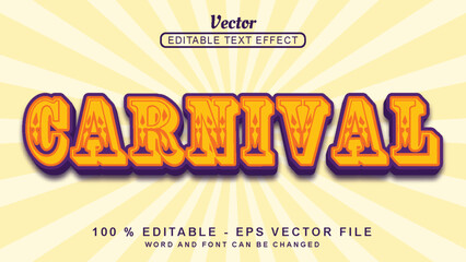 Editable 3d text effect yellow Carnival simple style isolated on light background