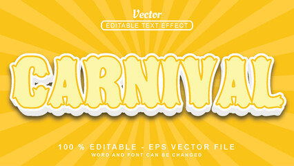 Editable 3d text effect light Carnival Fun style isolated on yellow background