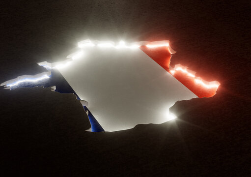 France Recessed Country Map And Light Edges
