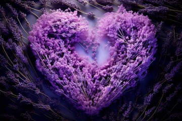 whispering lavender love heart. Generative AI - obrazy, fototapety, plakaty