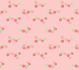 Japanese Cute Cherry Blossom Vector Seamless Pattern
