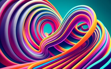 Abstract colorful geometric background with 3d shapes. AI Generation