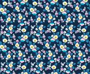 Japanese Wild Flower Vine Vector Seamless Pattern
