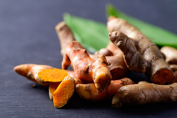 Fresh turmeric (Curcuma, curcumin), Food ingredient in Asian cuisine