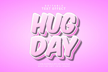 Hug day editable text effect 3 dimension emboss cartoon style