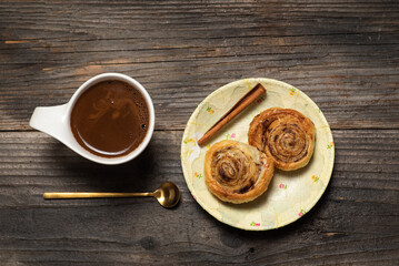 Cinnamon rolls and coffee