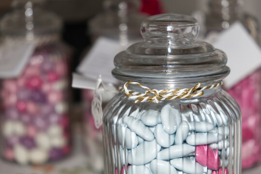 Colored sugared almonds for weddings, confirmations and communions