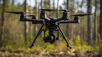 Drone technology with a quadcopter capturing aerial footage