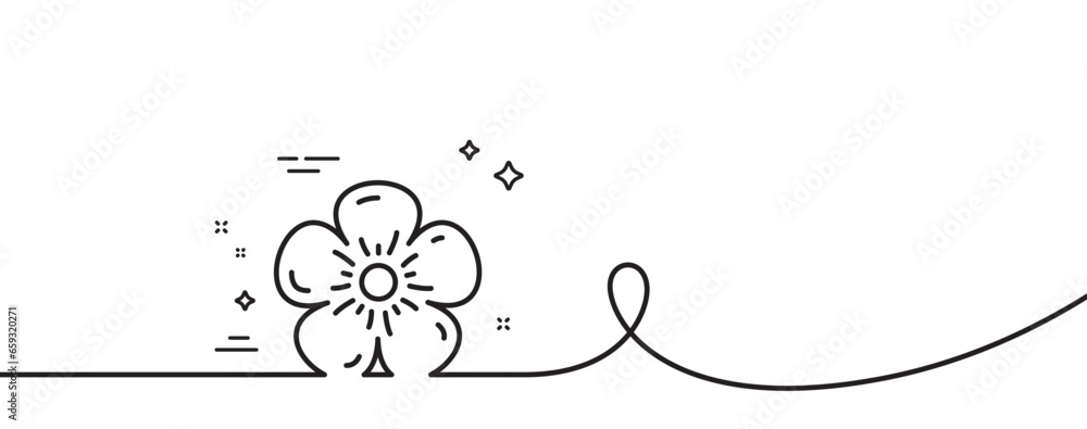 Poster natural linen line icon. continuous one line with curl. organic tested sign. fair trade symbol. natu
