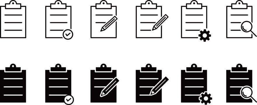 モノクロのドキュメントのアイコンセット