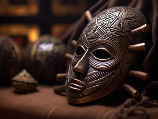 Intricately Carved Traditional African Mask
