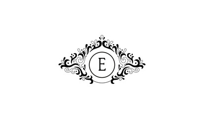 Elegant black wedding invitation Logo E
