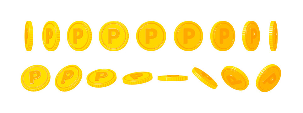 Coin illustrations from various angles ( P mark )