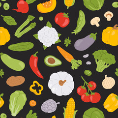 Vector seamless background pattern with vegetables for surface pattern design 