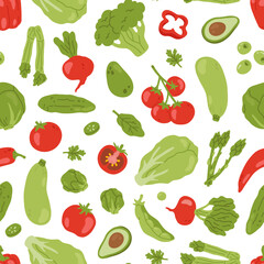 Vector seamless background pattern with vegetables for surface pattern design 