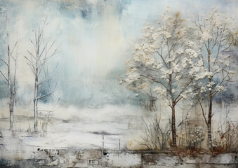 Obraz na płótnie Canvas Christmas winter landscape abstract bacground , mixed style