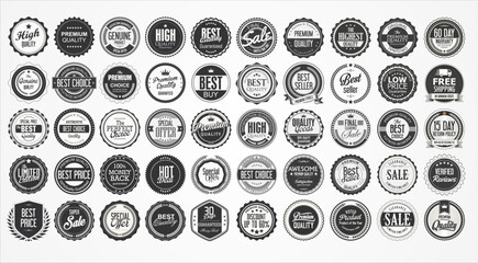 Retro vintage badges and labels collection vector illustration - 659322604
