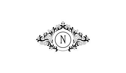Elegant black wedding invitation Logo N