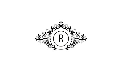 Elegant black wedding invitation Logo R