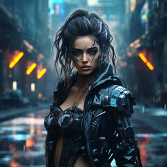 Naklejka premium サイバーパンク系ウーマン