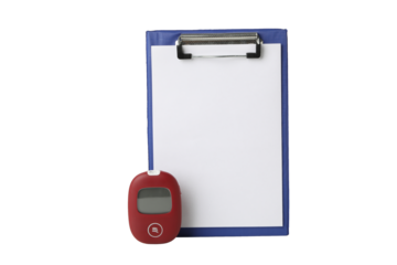 PNG, Medical equipment for diabetics, folder with papers, isolated on white background
