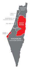 Israel map with labels including Gaza Strip and West Bank