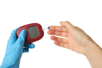 PNG, Medical equipment for diabetics and hands, isolated on white background