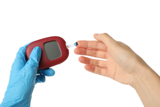 PNG, Medical equipment for diabetics and hands, isolated on white background - Powered by Adobe