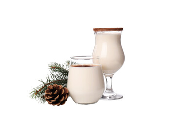 PNG,eggnog cocktail with cones, isolated on white background